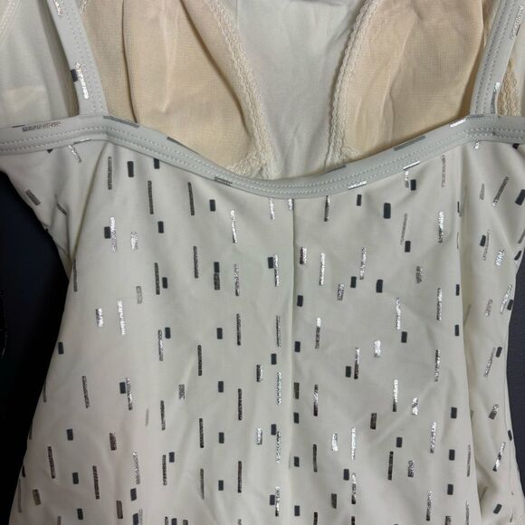 NEW La Blanca White & Silver Confetti Print One Piece Swimsuit Size 12 NWT - Picture 7 of 10